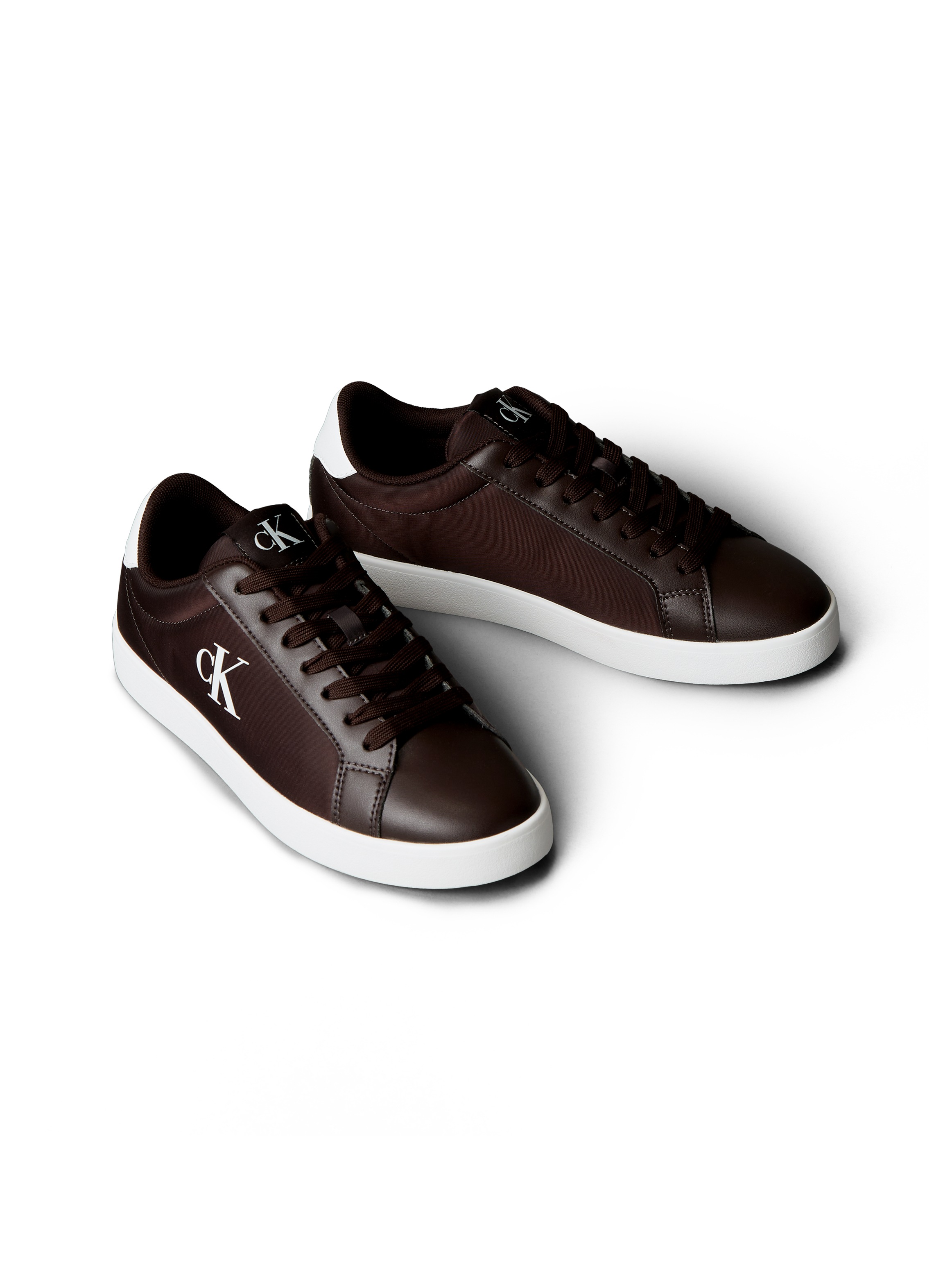 Sneaker CALVIN KLEIN JEANS "CUPSOLE LACE UP PU MG", Damen, Gr. 42, bordeaux, weiß, Lederimitat, Textil, unifarben mit Farbeinsatz, Schuhe Sneaker, Schnürschuh, Halbschuh, Freizeitsneaker, Casual-Schnürer mit CK-Logo