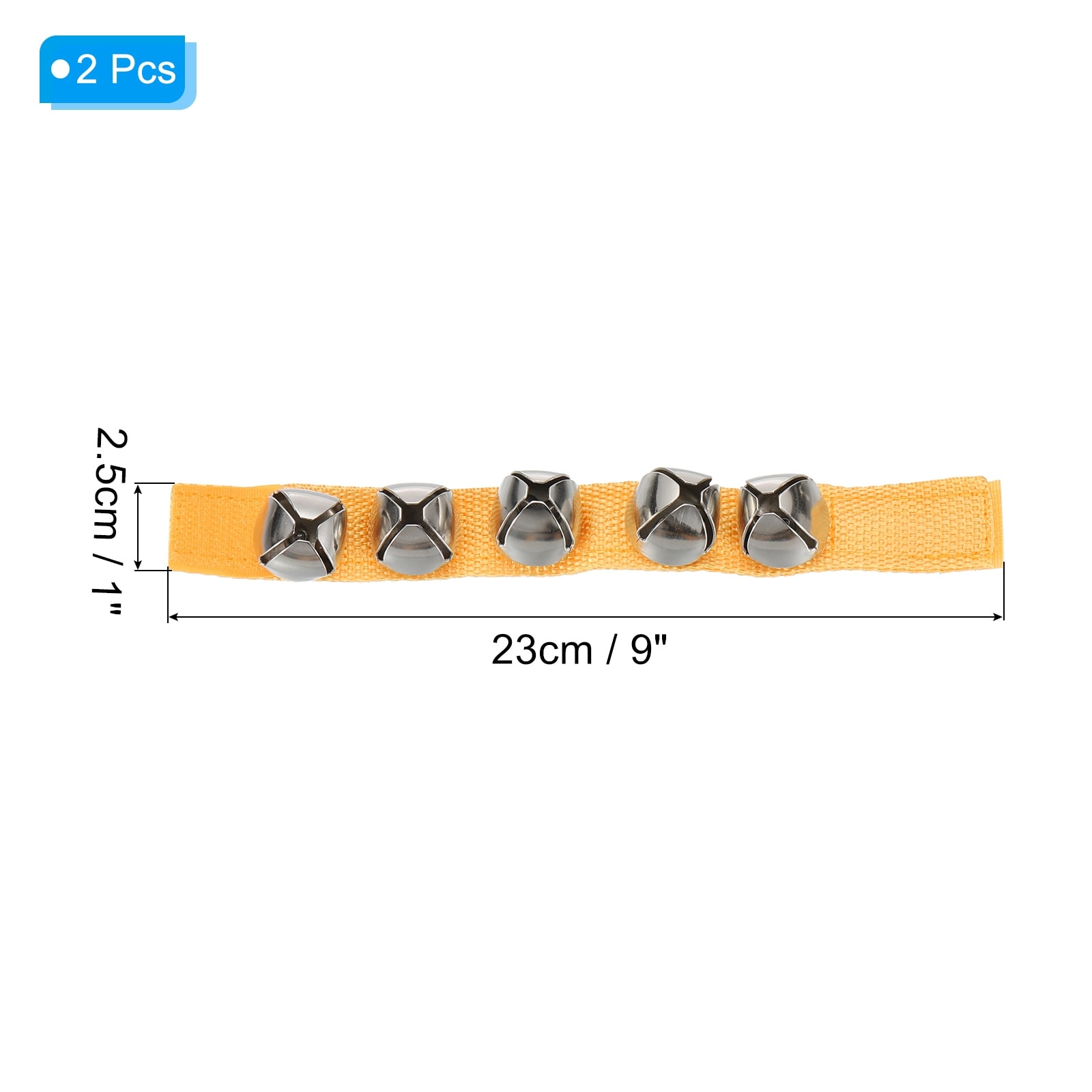 Wrist Bells, Ankle Bells Jingle Bells Hand Bells Percussion Instruments Musical Rhythm Band 5 Silvery Bells for Adult - 9 inch