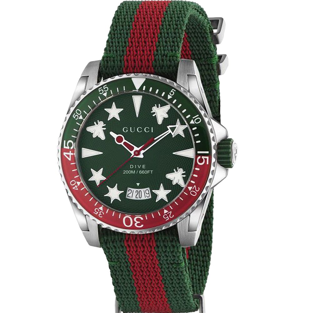 Gucci Mens YA136339 40mm Dive Watch for Men - Stylish and Robust - Multicolour Fabric - One Size