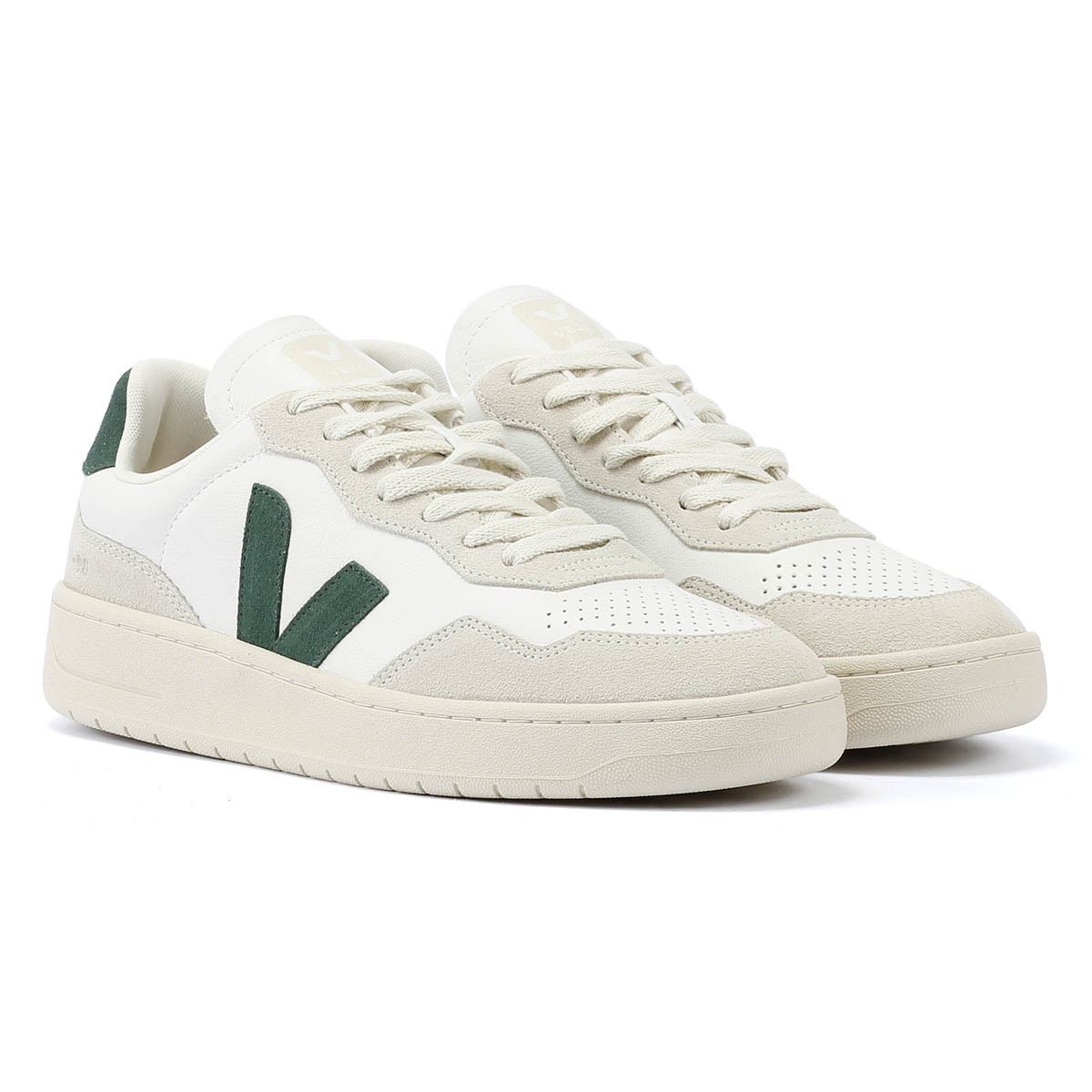 Veja V-90 Leder Männer Weiß/Grün Turnschuhe