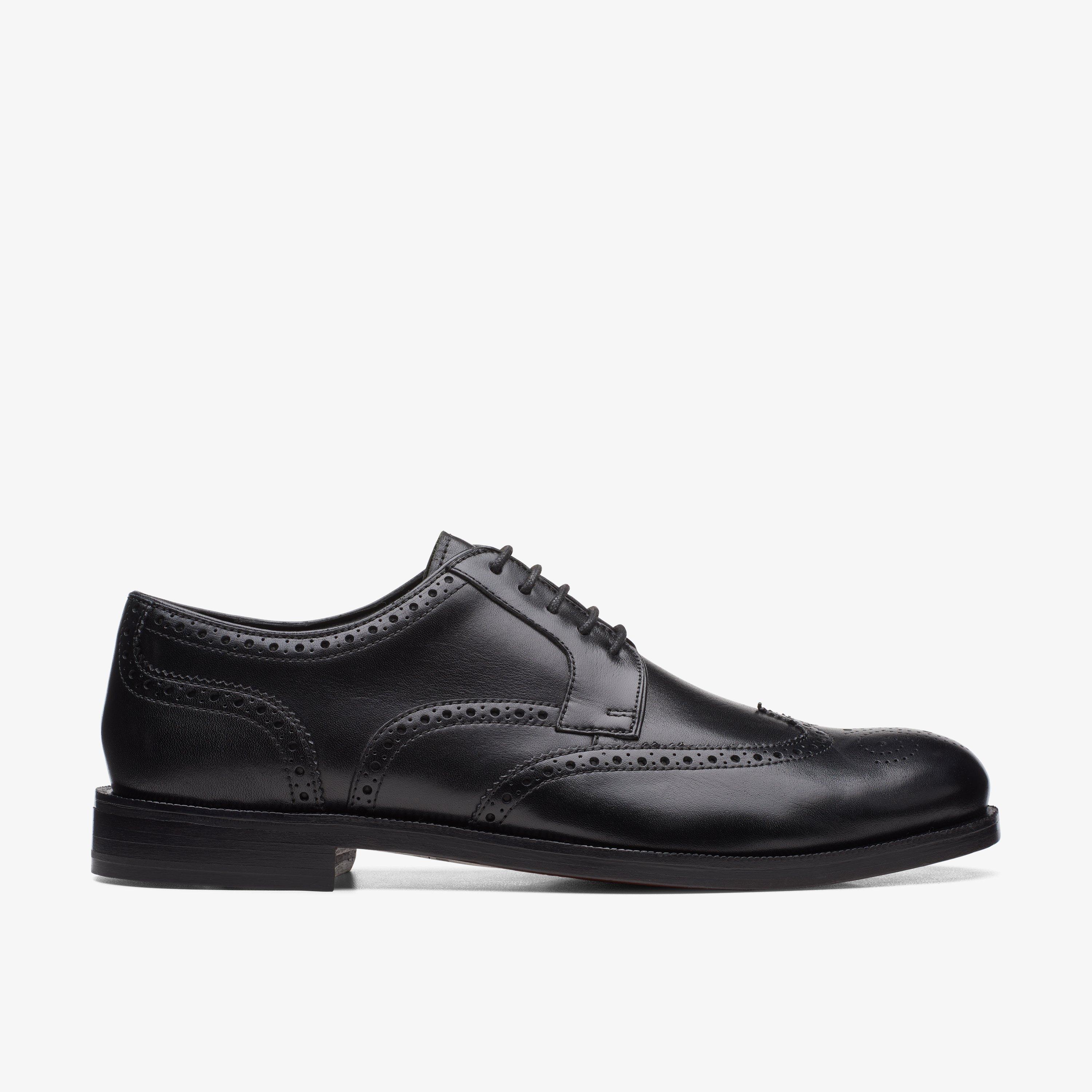 Craftdean Flügel-Brogue schwarze Lederschuhe