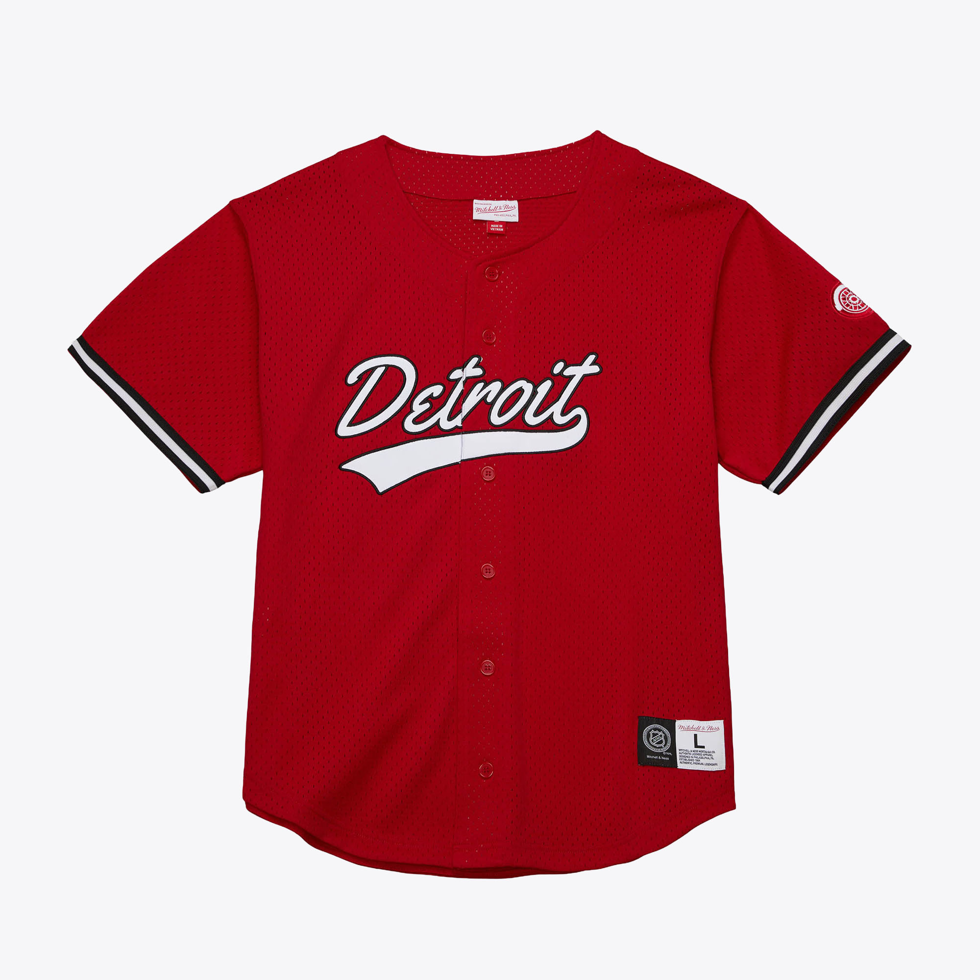 Detroit Red Wings Mitchell & Ness On The Clock Mesh-Shirt mit Knopfleiste Image