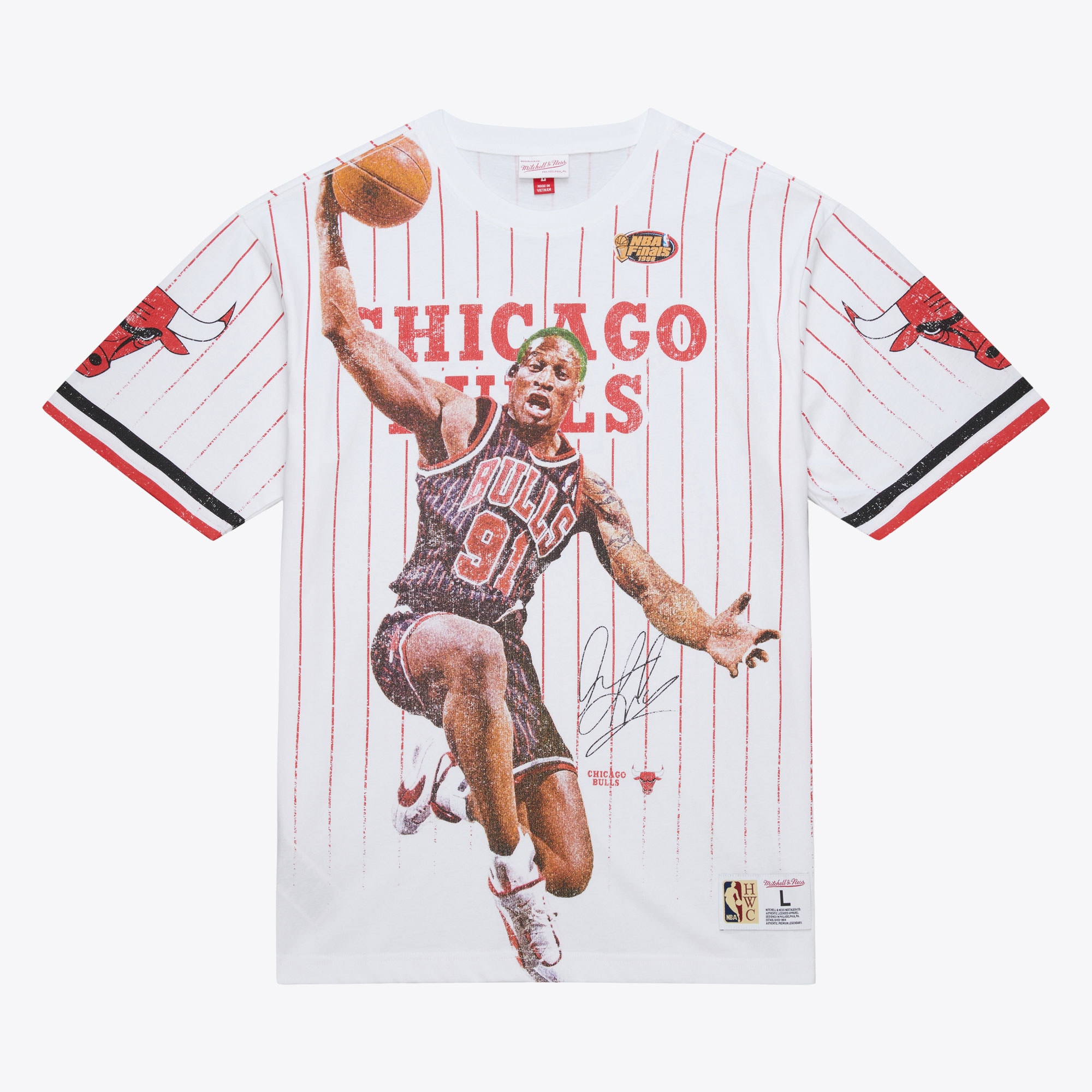 Chicago Bulls Mitchell & Ness Playmaker Player Vintage Logo T-Shirt – Herren Image