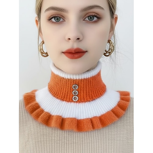 Damen-Weihnachtsstrickkragen mit flauschigem Kragen – weiche und kuschelige Wollmischung mit Rüschendesign, in verschiedenen Farben erhältlich, perfekt für Winter und Festtage Image