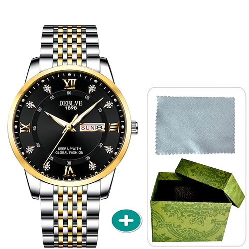 Modische Herrenarmbanduhr, hochwertige Herren-Quarzuhr mit Datumsanzeige, Leuchtzifferblatt und Strassverzierung – die beste Geschenkidee für Männer Image