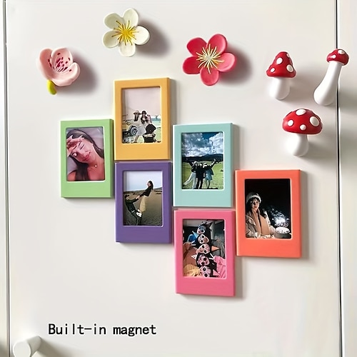 Boho-Stil, länglicher, 7,6 cm (3 Zoll) breiter, horizontaler magnetischer Fotorahmen aus Kunststoff, für Fujifilm Instax-Negative, zur Fotopräsentation, zum Festhalten schöner Momente, für Büro, Image
