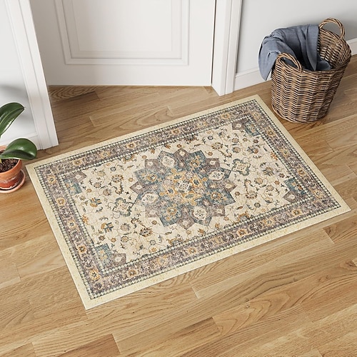 Fußmatte im Vintage-Perserstil aus Kristallvelours, schmutzabweisend und pflegeleicht, für Flur, Küche und Wohnbereich Image