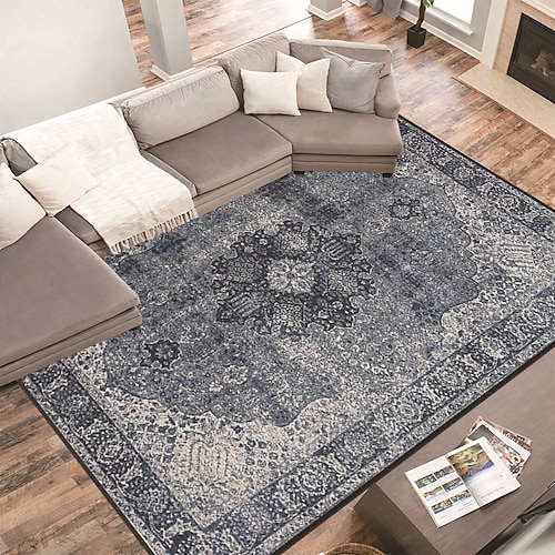 Vintage-Teppich im persischen Ethno-Stil, strapazierfähig, schmutzabweisend, für Wohnzimmer, Sofa und Couchtisch, Schlafzimmer, Bettvorleger, Wohnaccessoires Image