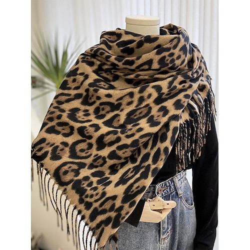 Damenschal mit Leopardenmuster – weicher und bequemer Polyesterstoff, in verschiedenen Farben erhältlich, perfekt für Freizeit und Winter. Image