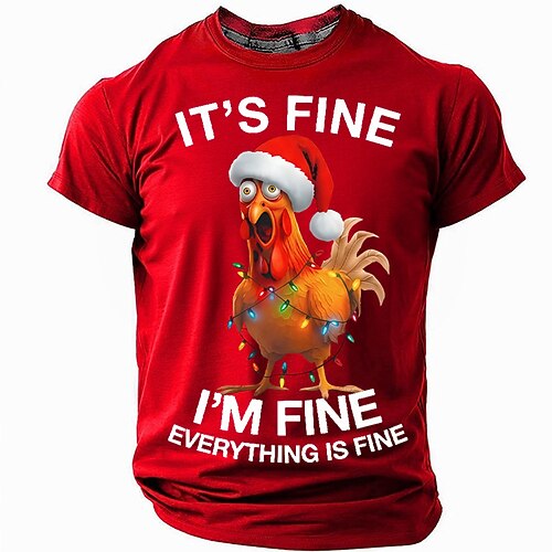 Lustiges Weihnachts-T-Shirt mit Hühnermotiv für Männer, Väter, Ehemänner, Freunde – das perfekte Geschenk für die Feiertage. Erhältlich in Schwarz, Rot und Blau, für alle Jahreszeiten. Größen: S, M, L, XL, XXL, XXXL. - Lightinthebox.com/de