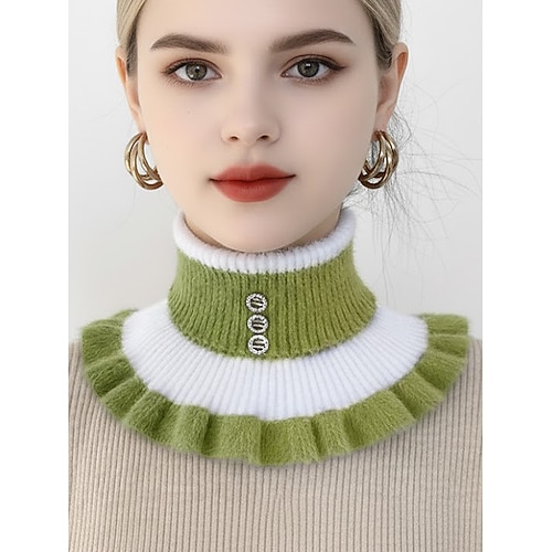 Damen-Weihnachtsstrickkragen mit flauschigem Kragen – weiche und kuschelige Wollmischung mit Rüschendesign, in verschiedenen Farben erhältlich, perfekt für Winter und Festtage Image