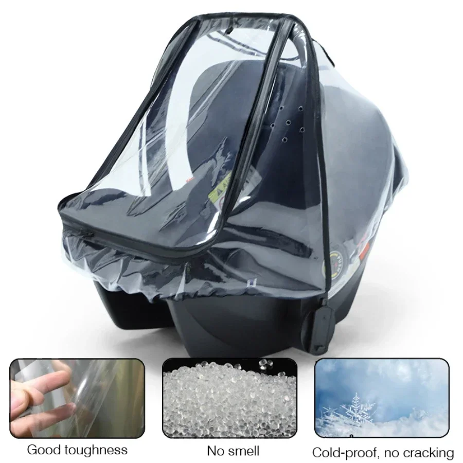 Baby Zubehör Baby Sicherheit Sitz Regen Abdeckung Staub Abdeckung Doppel-reißverschluss Transparent EVA Baby Kinderwagen Regen Abdeckung Image