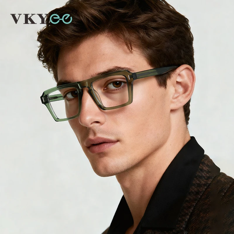 VKYEE Mode Einfache Geometrische Quadratische Design männer Anti-blau Licht Photochrome Lesebrille Kann Angepasst Werden Rezept Image