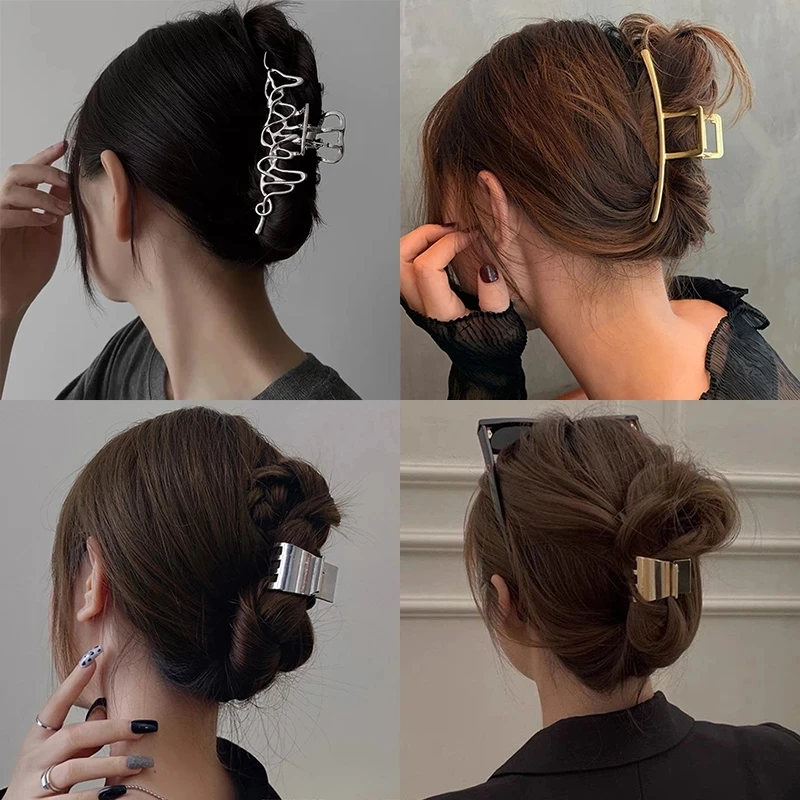 Mode Unregelmäßige Metall Haar Klaue Vintage Haar Clips Krabben Haarnadel Einfache Geometrische Barrettes Stirnband Haar Zubehör Kopfbedeckungen Image