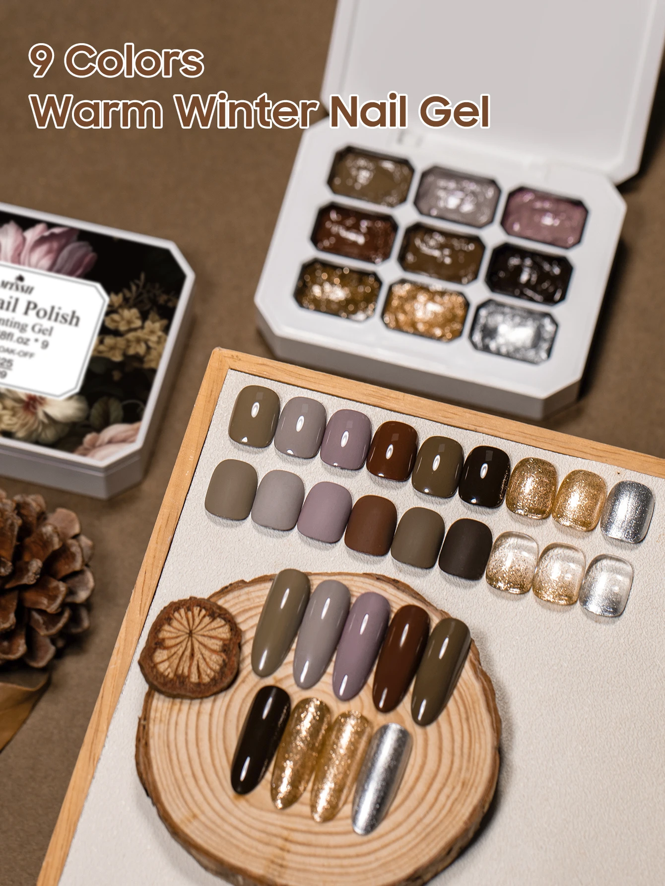 MTSSII 9-Gitter Warm Winter Solid-State Gel Mokka Mousse Nine-Grid Dazzling Patting Glitter Gel 9 Farben Allmählicher Mallack Image