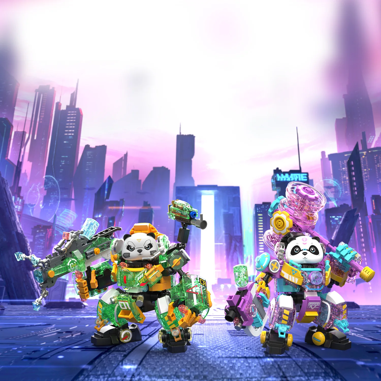 Super Roboter Mech Mini Block China Panda Schlacht Mecha Modell Bausteine Bau Modell Spielzeug Sammlung Für Kinder Geschenke Image