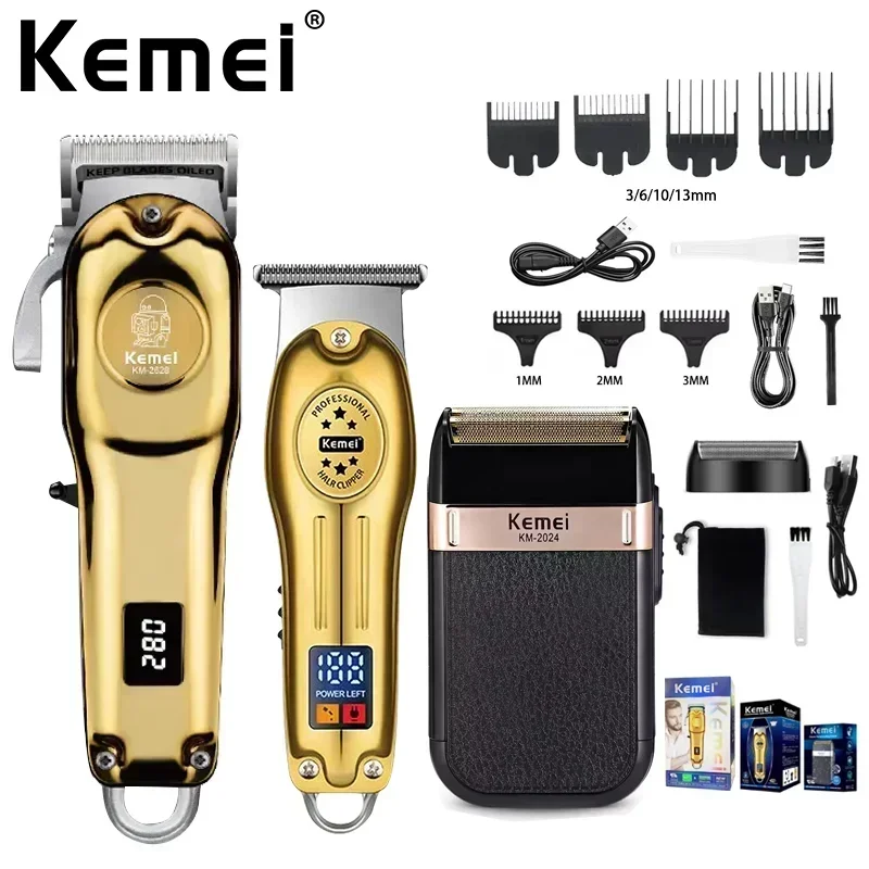 Kemei KM-678 KM-2024 KM-2628 Professionelle elektrische Haarschneidemaschine Bartschneidemaschine wiederaufladbare Herrenrasierer Haarschneider Kit Image