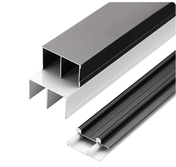 Backfarbe Kleiderschrank Schiebetür Schiene Schiebetür Doppelschiebeschiene Flache Schiebetür Holztür Türschiene aus Aluminiumlegierung Image