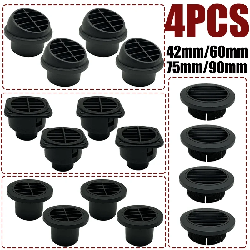 4X 42mm/60mm/75mm/90mm Warme Heizung Standheizung Air Vent Auto Heizung kanal Kanal Air Outlet Schwarz Für Webasto Lkw Auto Teile Image