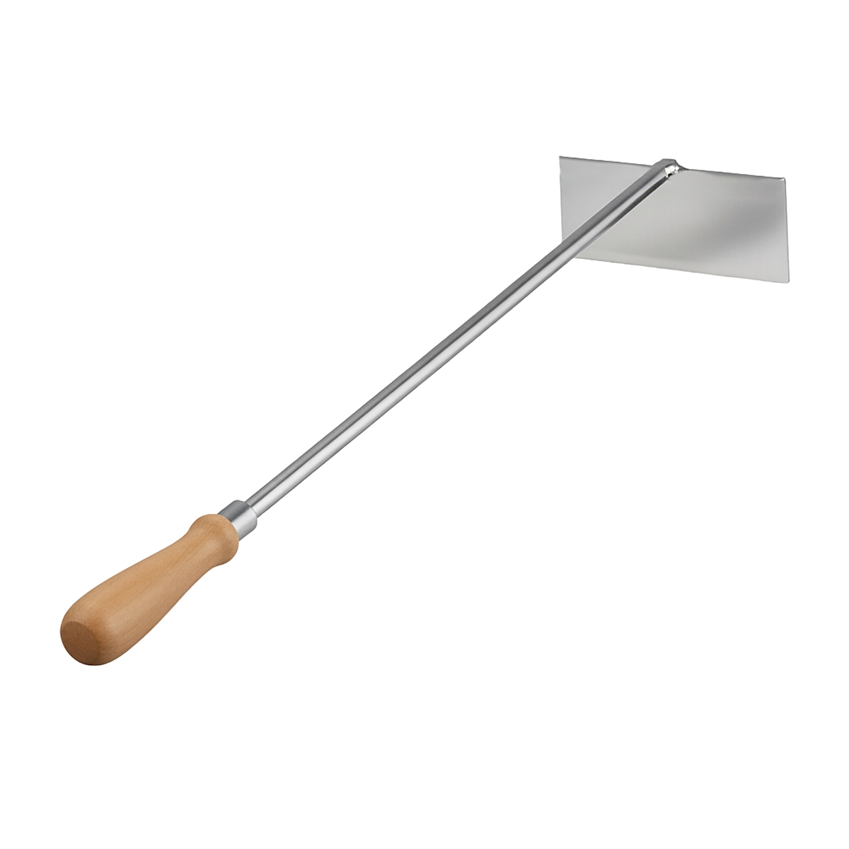 Relaxdays Aschekratzer, Edelstahl, Holzgriff, 58,5 cm lang, Ascheschieber für Kamin & Ofen, Aschehaken, silber/natur Image