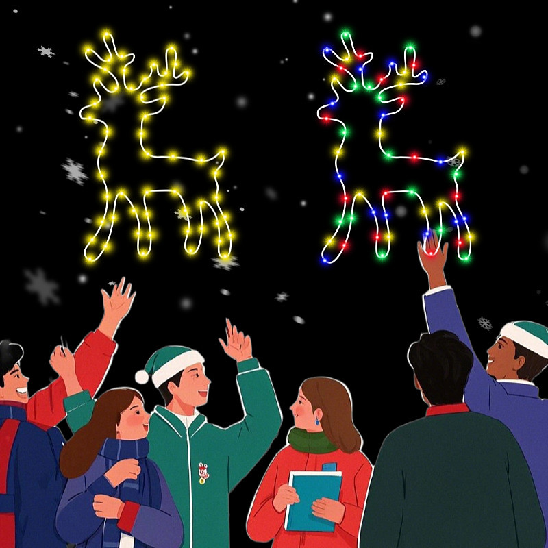 1Pack Christmas Decorations, Christmas Deer Lights, Colour Lighted Reindeer, for Garden, Lawn, Patio, Walkway, Winter Outdoor Decorations