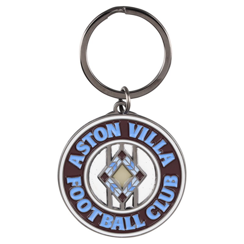 Aston Villa runder Schlüsselanhänger aus Buntglas Image