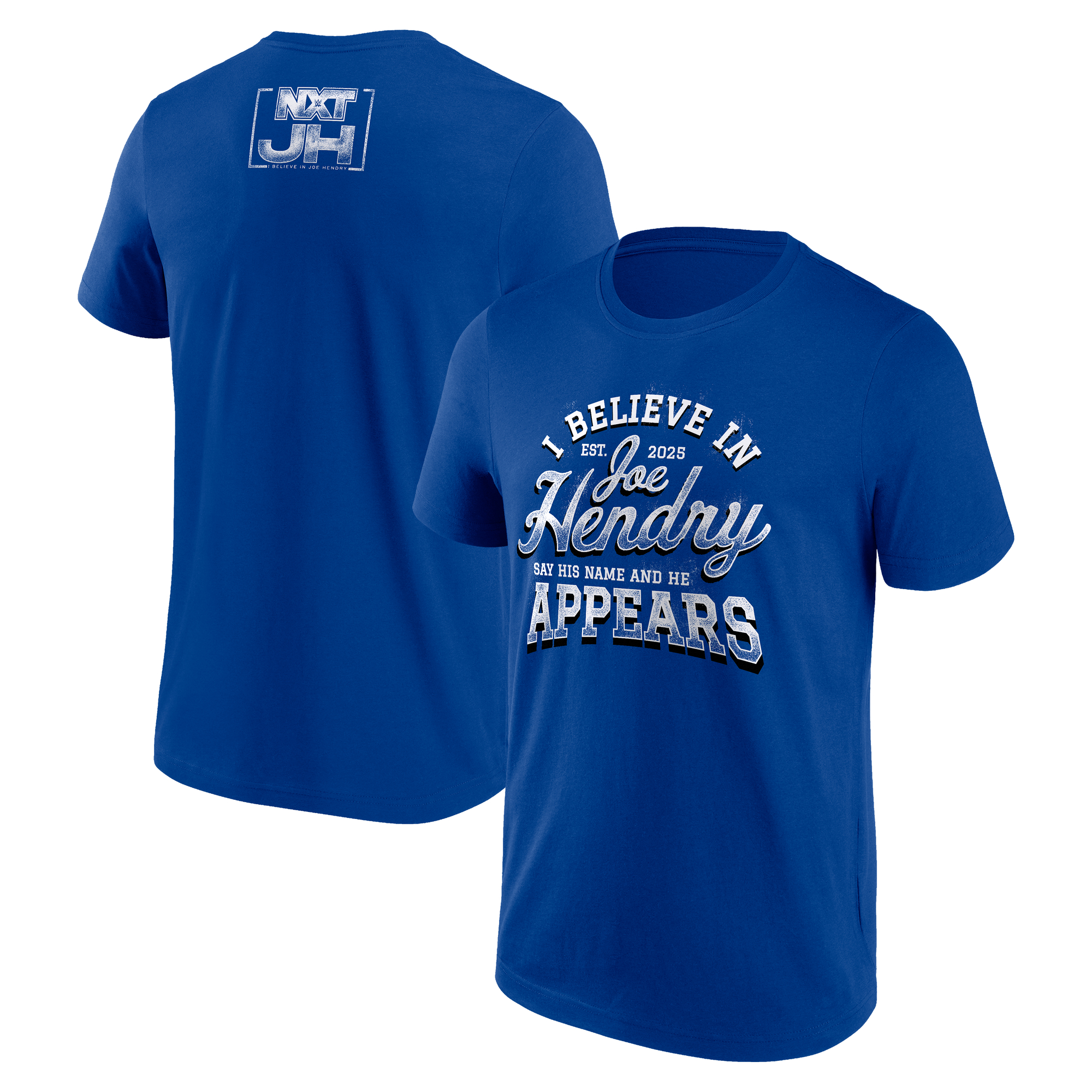 Joe Hendry Say His Name And He Appears T-Shirt - Blue - Mens Image