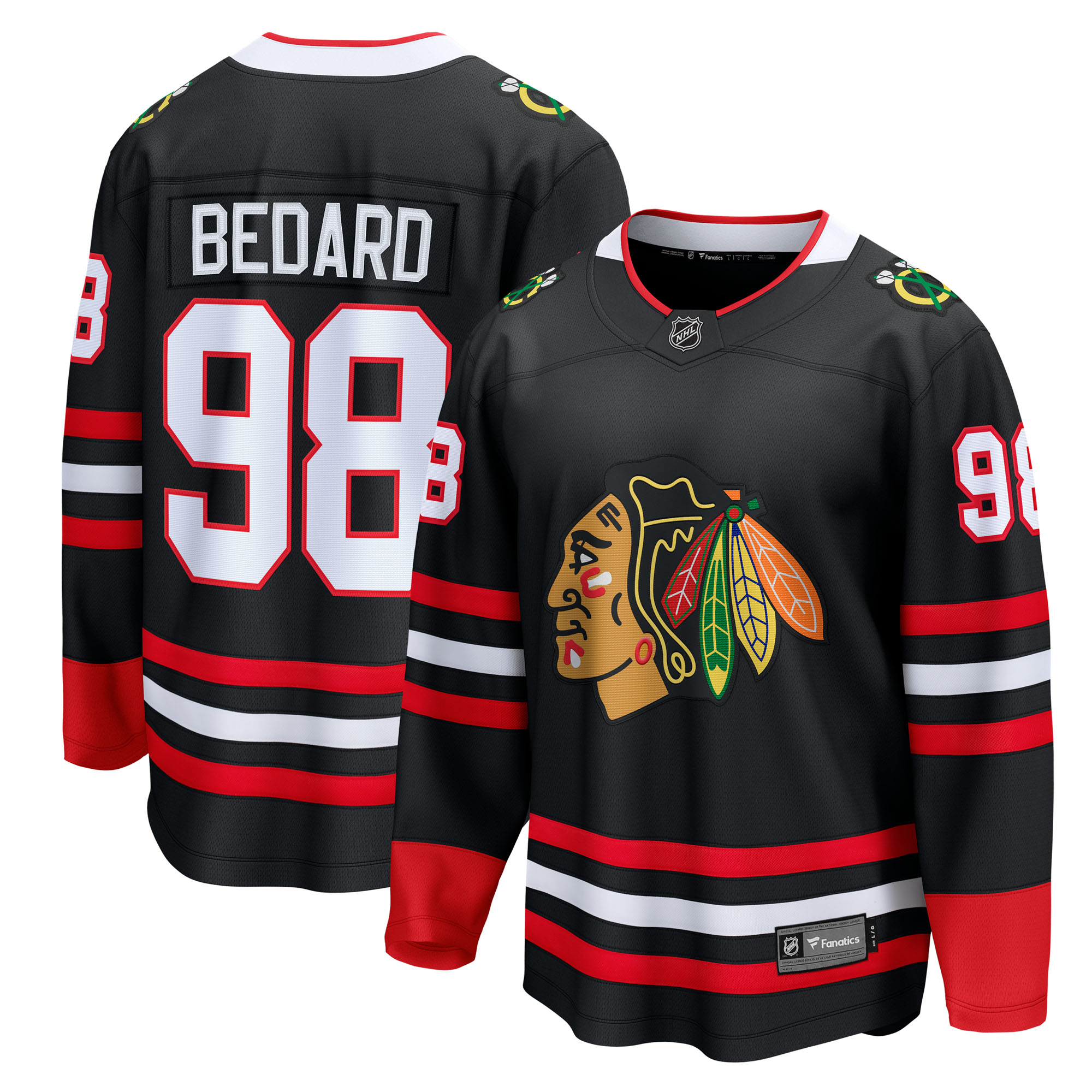 Chicago Blackhawks Fanatics Breakaway Ausweichtrikot - Schwarz - Connor Bedard - Herren Image