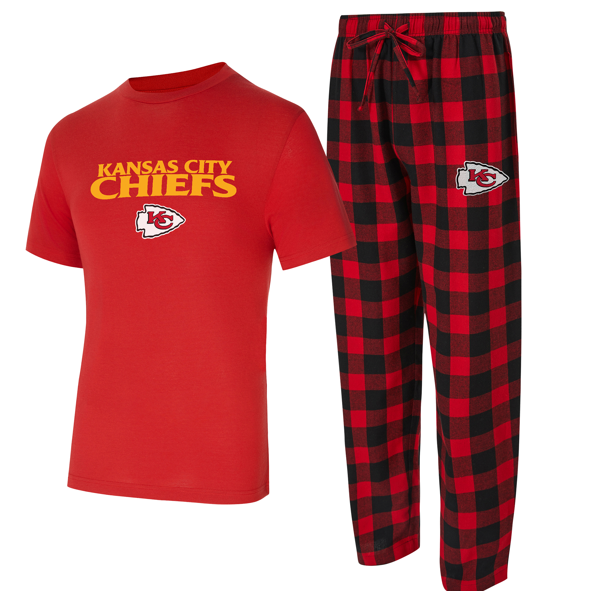 Concepts Sport Herren-Set aus rotem/schwarzem Kansas City Chiefs Avondale T-Shirt und Flanellhose Image