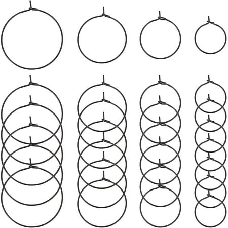 18K Gold Plated Beading Hoop Earring Stainless Steel Wine Glass Charm Rings DIY Earring Round Hoop Findings for Dangle Hoop Earrings Making Black DIY