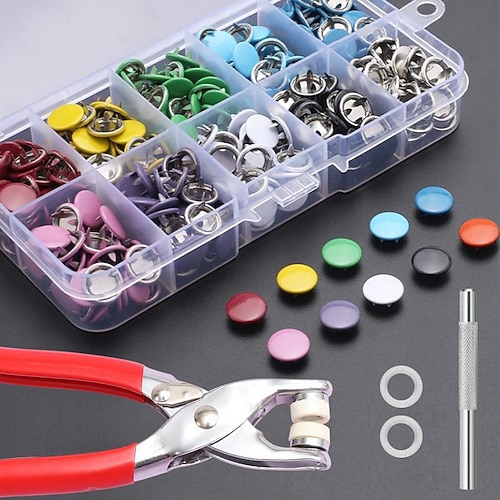 kit occhielli con attrezzo kit occhielli set di pinze per occhielli con occhielli portatili kit pressa occhielli con occhielli da 9,5 mm, 10 mm