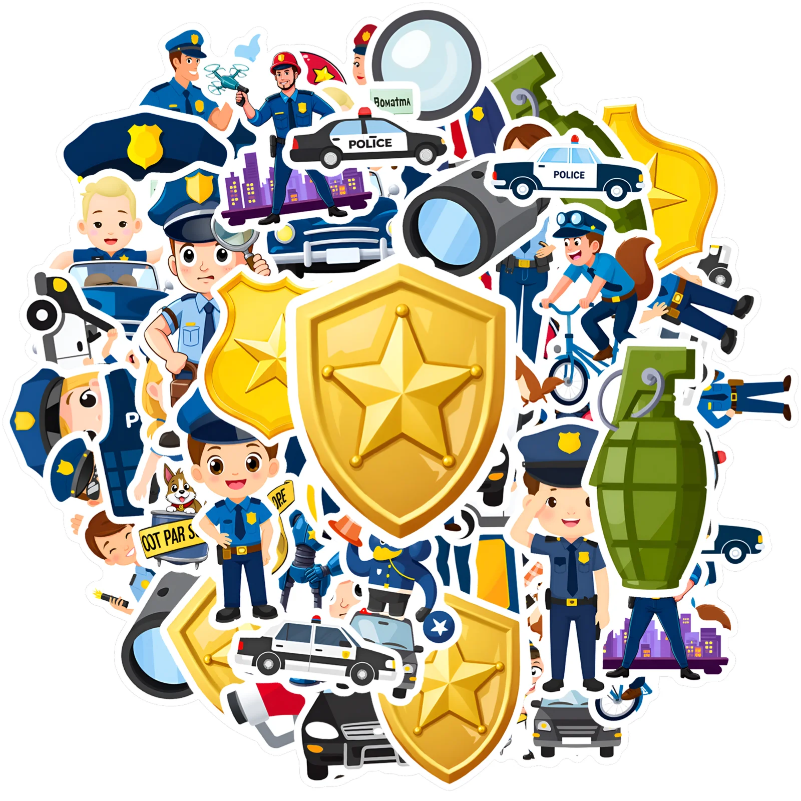 35 pièces-50pcs autocollants ludiques pour les forces de l'ordre mignon patrouille autocollants drôles autocollants de Police pour guitare bricolage Skateboard ordinateur portable bricolage