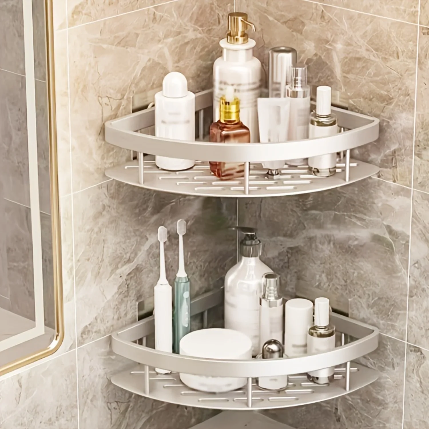 Étagère d'angle de douche sans clous, salle de bain, étagère à shampoing en aluminium, rangement de fournitures de douche, accessoires de salle de bains, étagères de salle de bains