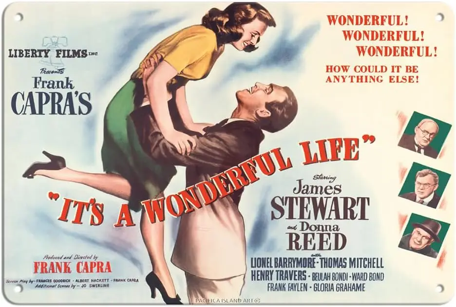 Frank Capras It's a Wonderful Life – Starring Stewart Donna Reed – Vintage Film Movie Poster ca.1946 – Vintage Metallblechschild