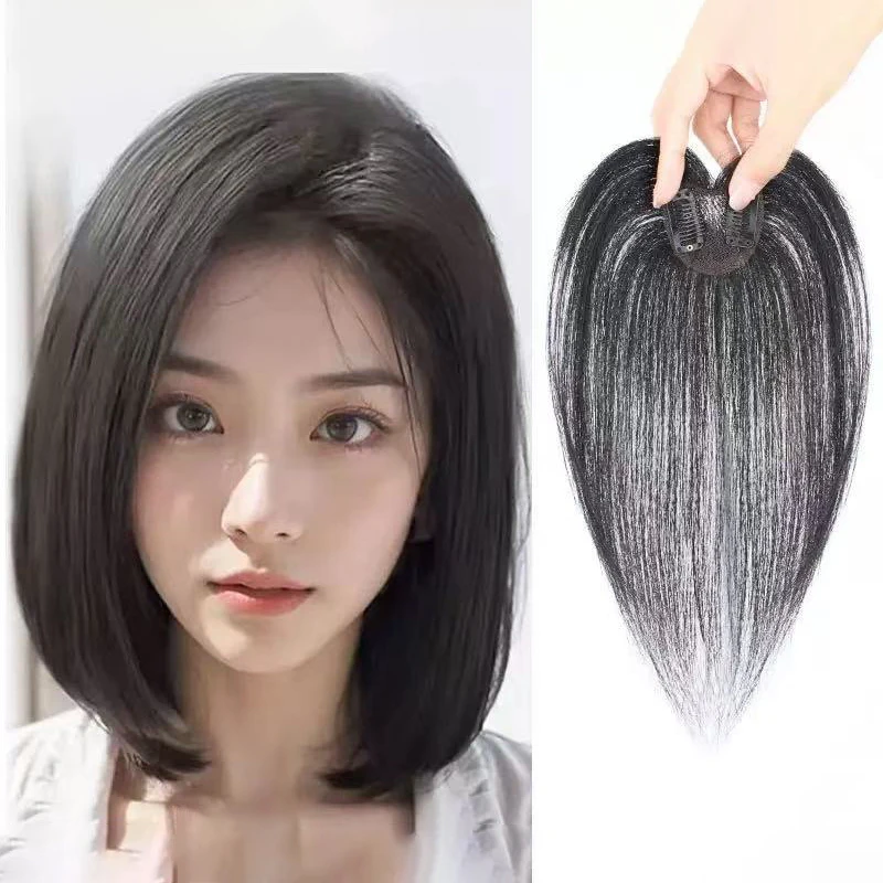 Mini kleines herzförmiges Haarteil Echthaar Topper Remy Natural Frauen Haarteil schnelle Abdeckung graues Haar erhöhen das Haarvolumen Image