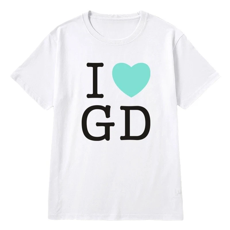 Korean Star G-Dragon Kurzarm-T-Shirt Unterlage Sommer Top Seoul Konzert Herzförmiges GD I Love Fashion Gedenkshirt