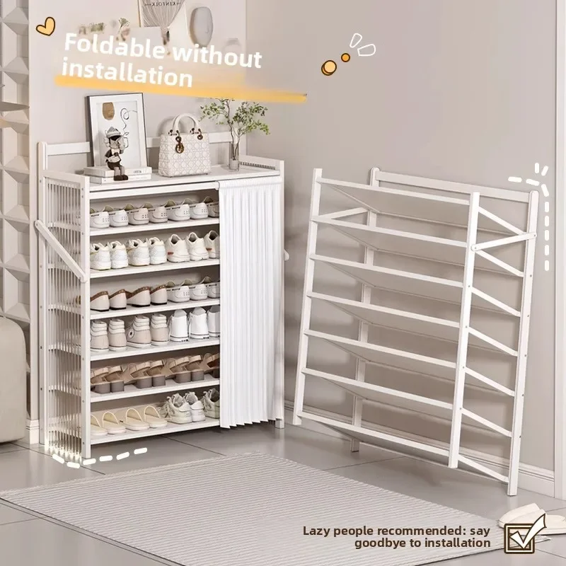 Zusammenklappbares Schuhregal, mehrschichtige, einfache, staubdichte Aufbewahrung, platzsparender, montagefreier Schuhschrank