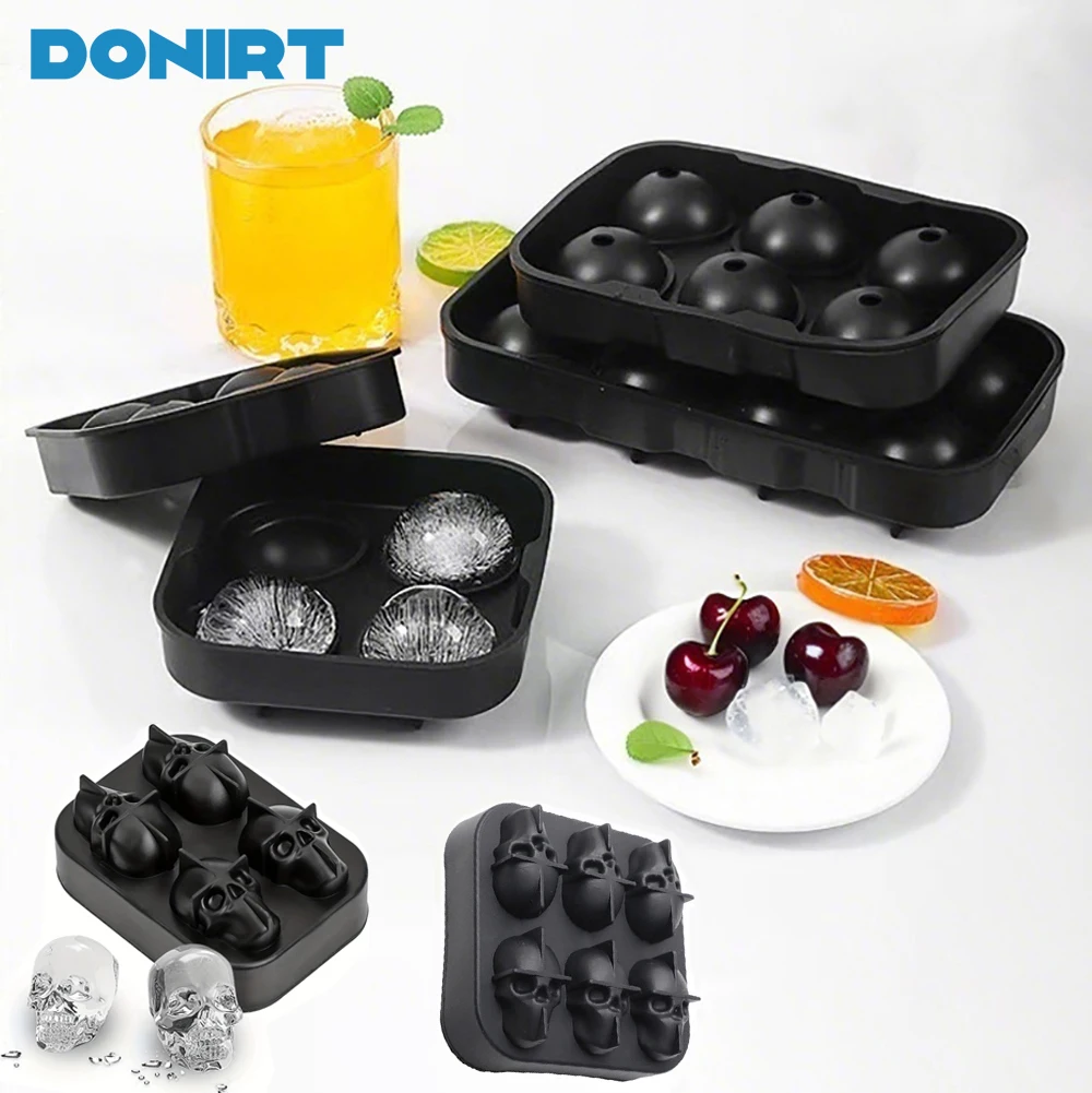 4/6/8 Grids Silikon Eiswürfel Form Schädel/Sphärische Eiswürfelform Form Eis, Der Form Ungiftig Bar Pub Wein Eis Blöcke Maker Image