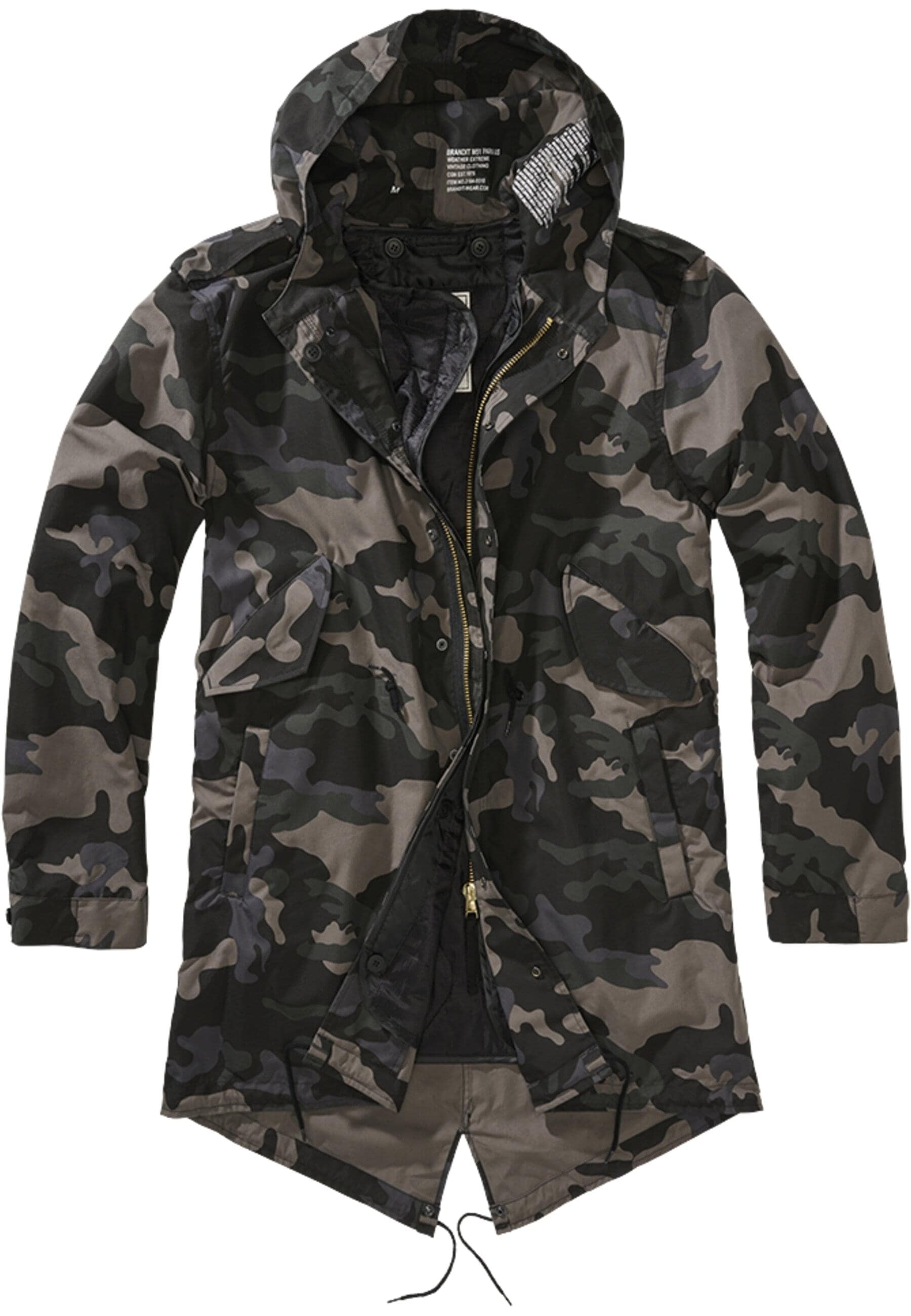 Winterjacke BRANDIT "Brandit Herren M51 US Parka", Herren, Gr. M, schwarzcamo, 73% Baumwolle, 27% Polyamid, mehrfarbig, normal, ohne Ausschnitt, Jacken Winterjacke