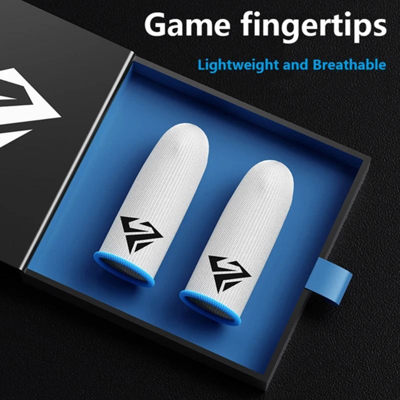 Mobile Game Touch Screen Finger Sleeves Breathable Gaming Fingertips Pack 20 Pairs blue white