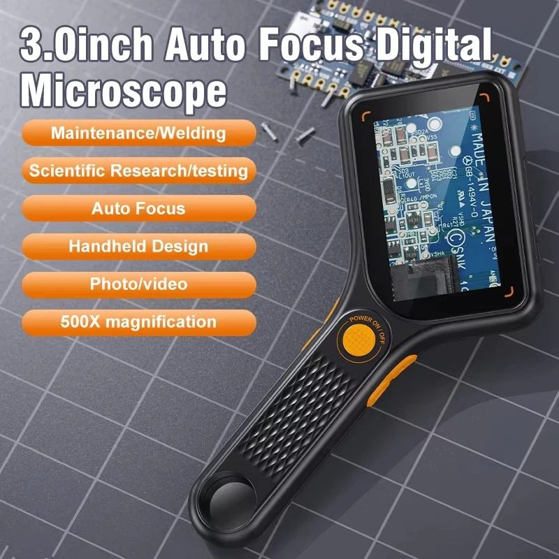 Autofocus 500X Digital Microscope With 3.0 inch IPS Screen And 2MP Sensor Autofocus 500X Digital Microscope With 3.0 inch IPS Screen And 2MP Sensor