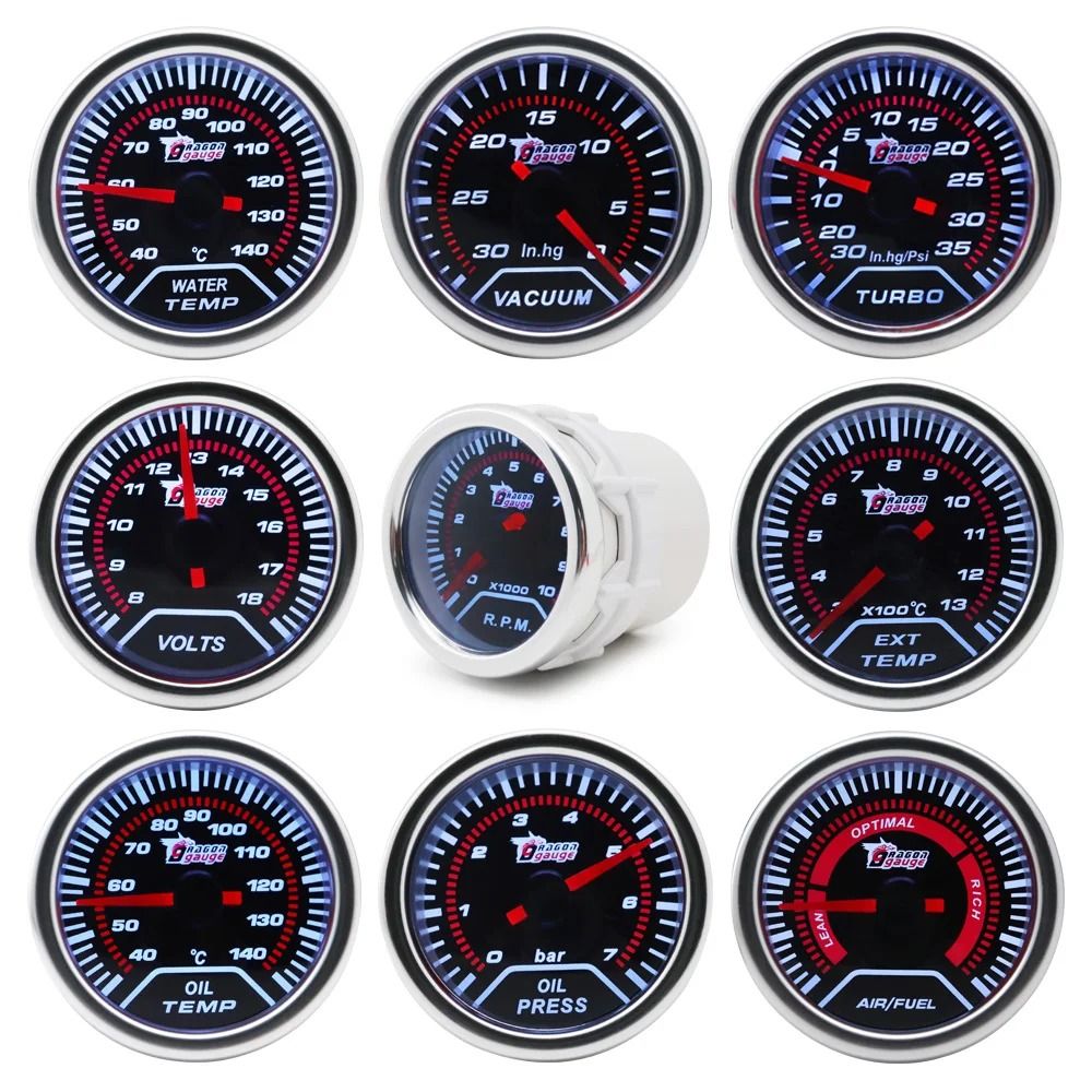 Universal 52mm Analog LED Gauge With White Case And Gauge Pod water Temp