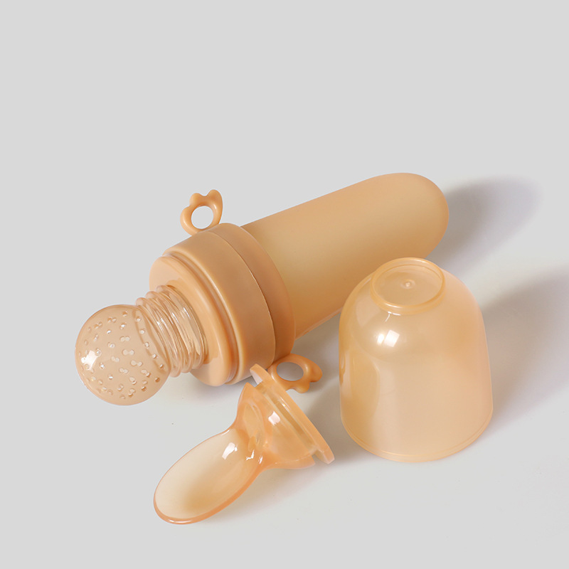 Newborn Baby Training Rice, Squeezing Feeding Bottle Silicone, Safe Useful Tableware, Cereal Food Spoon Supplement green