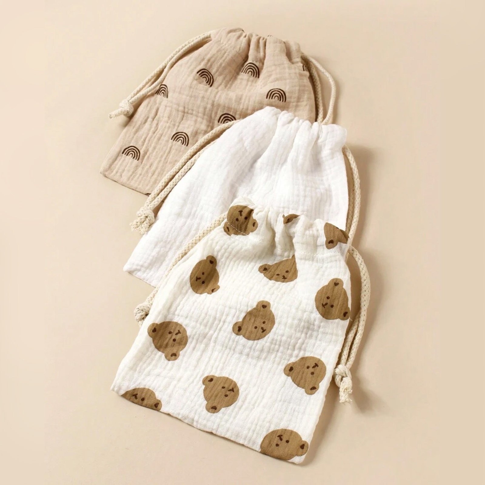 Hanging Storage Pouch For Outdoor Stroller, Mommy Bag, Drawstring Baby Gift Bag, Dustproof Room Storage khaki