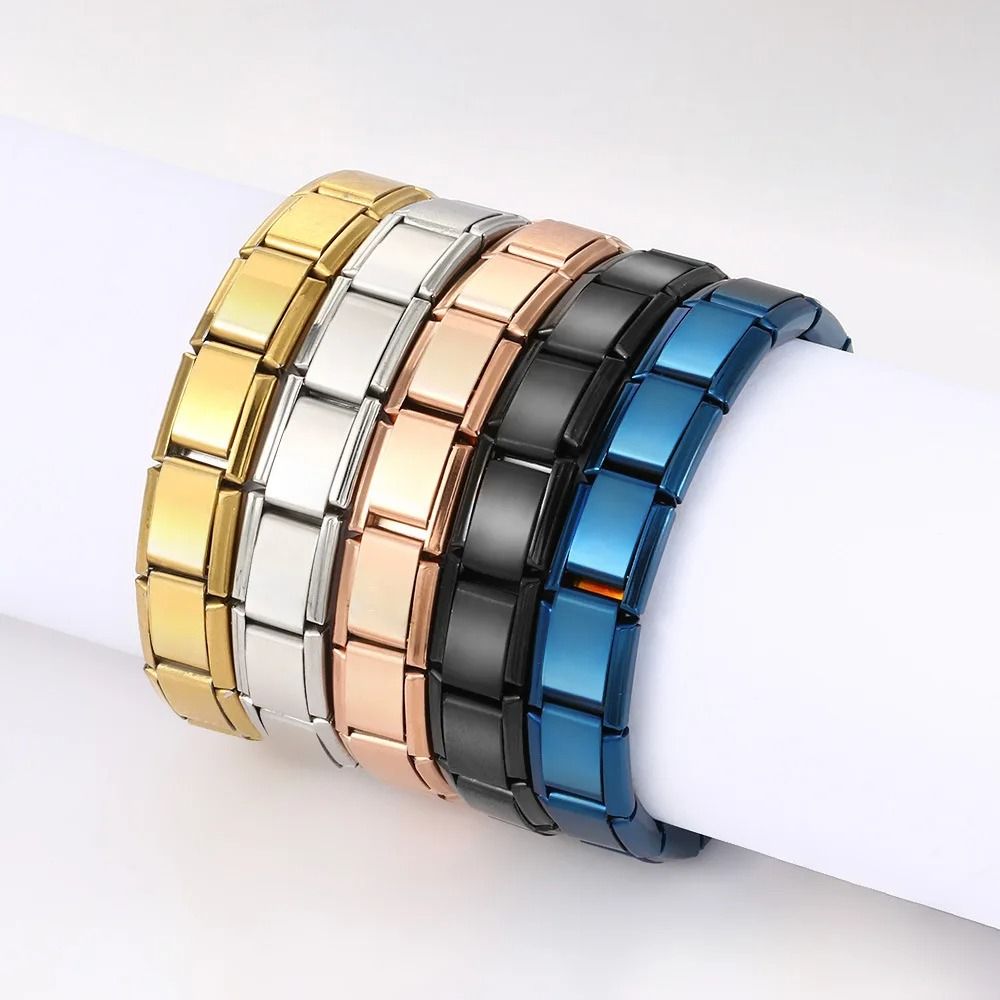 Square Stainless Steel Stretch Bracelet gold Color