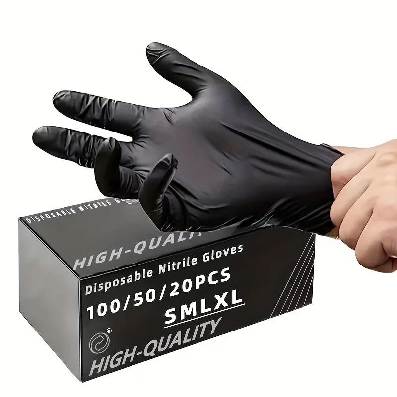 Black Nitrile Disposable Gloves For Cleaning Hairdressing And Daily Protection s 50 Pcs