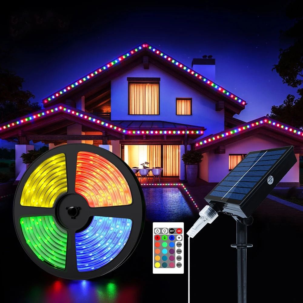 5050 RGB Solar Strip Outdoor LED Color Decorative String Light For Garden And Home 15 M Rgb