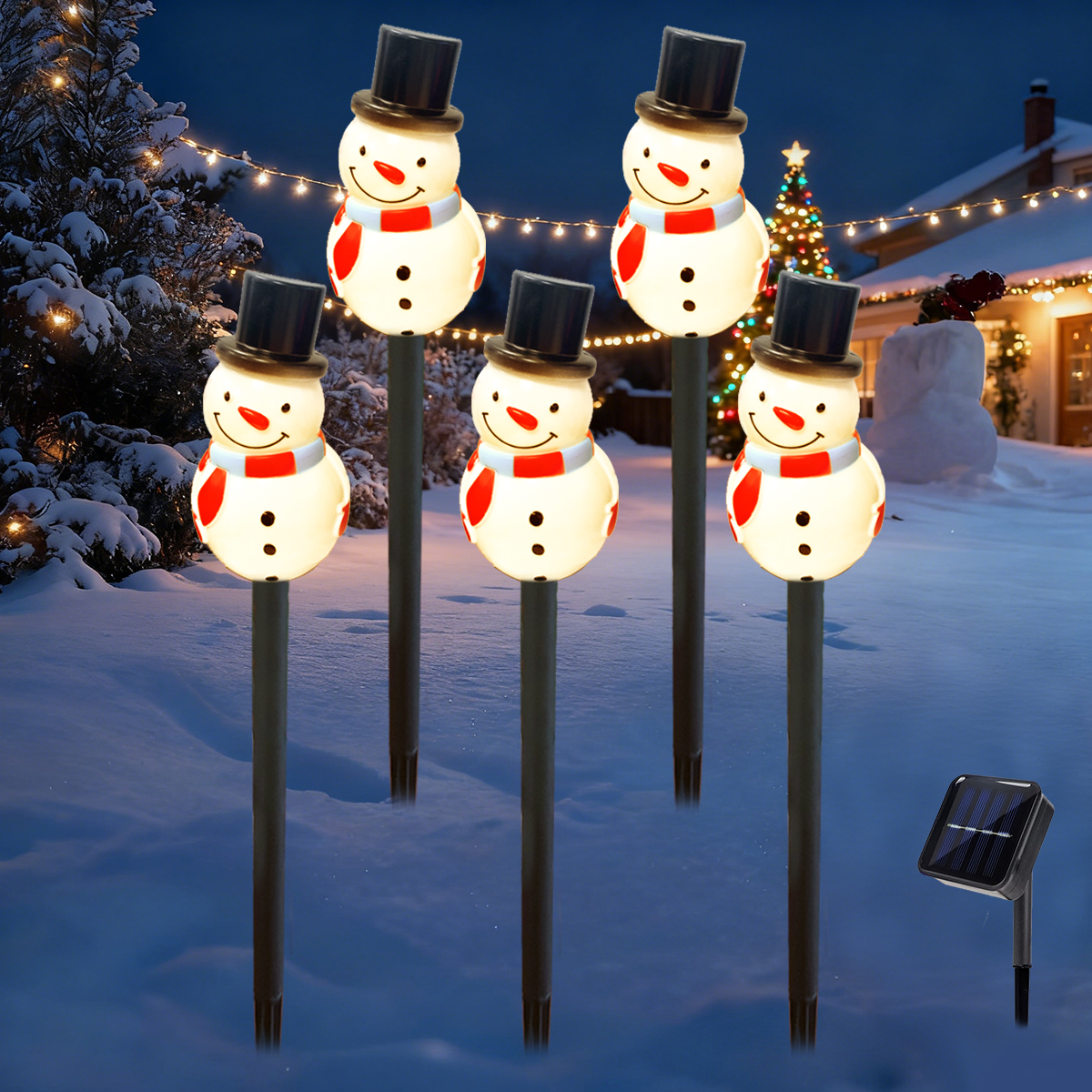 Snowman With Black Hat, Long Nose Solar Powered Garden Light, Outdoor Stake Light Suitable For Yard, Patio, Lawn, Park Snowman With Black Hat, Long Nose Solar Powered Garden Light, Outdoor Stake Light Suitable For Yard, Patio, Lawn, Park