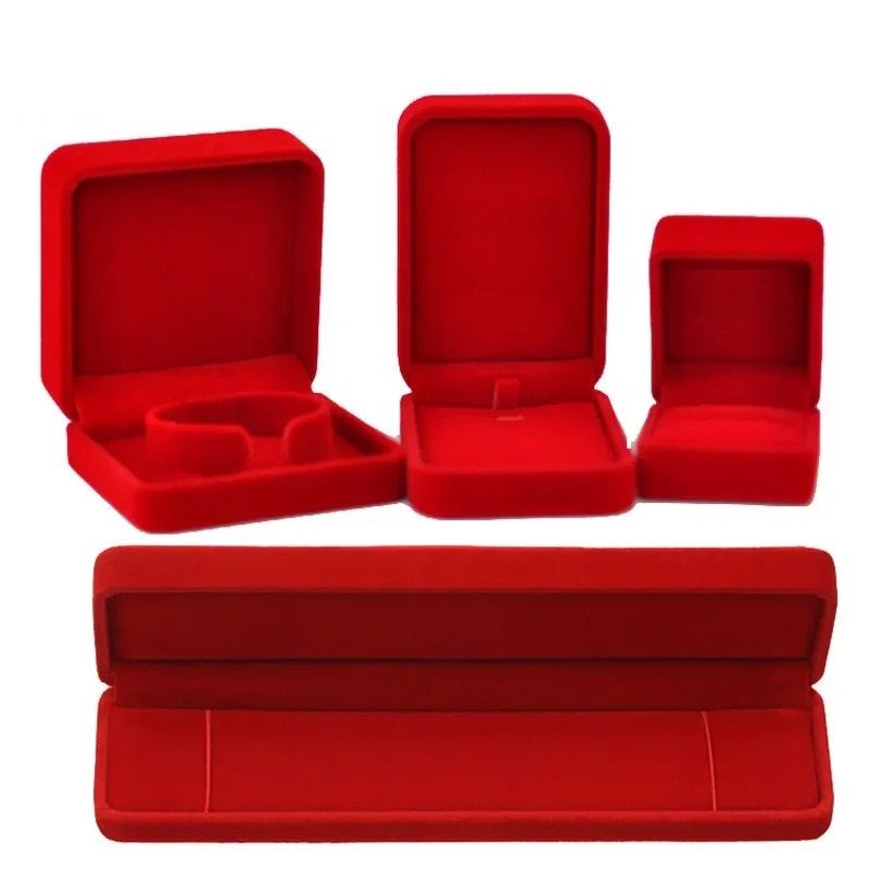 Red Velvet Jewelry Storage Case Set For Rings Earrings Pendants And Bracelets ring Box