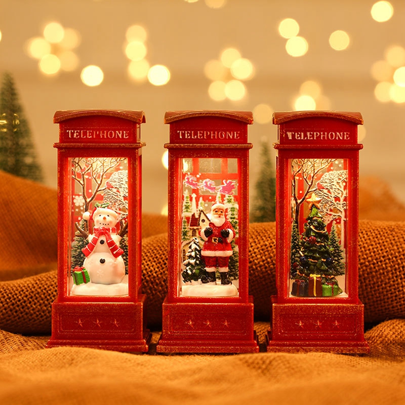 Santa Claus, Snowman Gifts, Christmas Phone Booth Lights, Window Scene Ornament, Xmas Party Home, Christmas Party Decor 1pcs